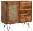 Nyack Mango Wood with Rattan 90cm Small Sideboard - Hairpin Legs