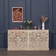 Ornate Mango Wood Carved Sideboard - 4 Door - Large - 190cm