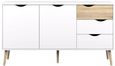 Oslo White and Oak Effect 2 Door Medium Sideboard