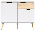 Oslo White and Oak Effect 2 Door Small Sideboard