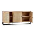 Padstow Large Sideboard - 160cm - 3 Doors - Oak and Rattan