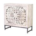 Quintana Sideboard - Washed Carved - Mango Wood - 2 Door - Small - 80cm