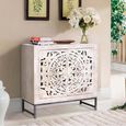 Quintana Sideboard - Washed Carved - Mango Wood - 2 Door - Small - 80cm