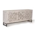Quintana Sideboard - Washed Carved - Mango Wood - 4 Door - Extra Large - 190cm