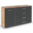 Rauch Aditio 1 Door Medium Sideboard - 120cm - Sonoma Oak and Metallic Dark Grey