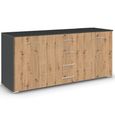 Aditio Large Sideboard - 160cm - 2 Door - Metallic Dark Grey & Artisan Oak