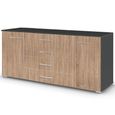 Aditio Large Sideboard - 160cm - 2 Door - Metallic Dark Grey & Sonoma Oak