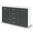 Rauch Aditio 2 Door Medium Sideboard with 4 Drawer - 120cm - Alpine White and Metallic Dark Grey