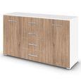 Rauch Aditio 2 Door Medium Sideboard with 4 Drawer - 120cm - Alpine White and Sonoma Oak