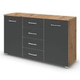 Rauch Aditio 2 Door Medium Sideboard with 4 Drawer - 120cm - Artisan Oak and Metallic Dark Grey