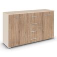 Rauch Aditio 2 Door Medium Sideboard with 4 Drawer - 120cm - Champagne and Sonoma Oak