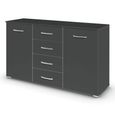 Rauch Aditio 2 Door Medium Sideboard with 4 Drawer - 120cm - Metallic Dark Grey