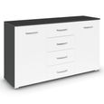 Rauch Aditio 2 Door Medium Sideboard with 4 Drawer - 120cm - Metallic Dark Grey and Alpine White