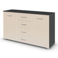 Rauch Aditio 2 Door Medium Sideboard with 4 Drawer - 120cm - Metallic Dark Grey and Champagne