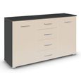 Rauch Aditio 2 Door Medium Sideboard with 4 Drawer - 120cm - Metallic Dark Grey and Champagne