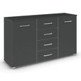 Rauch Aditio 2 Door Medium Sideboard with 4 Drawer - 120cm - Metallic Dark Grey