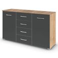 Rauch Aditio 2 Door Medium Sideboard with 4 Drawer - 120cm - Sonoma Oak and Metallic Dark Grey