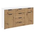 Aditio Medium Sideboard - 120cm - 2 Door - 6 Drawer - Alpine White & Artisan Oak