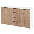 Aditio Medium Sideboard - 120cm - 2 Door - 6 Drawer - Alpine White & Sonoma Oak