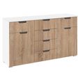Aditio Medium Sideboard - 120cm - 2 Door - 6 Drawer - Alpine White & Sonoma Oak