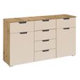 Aditio Medium Sideboard - 120cm - 2 Door - 6 Drawer - Artisan Oak & Champagne