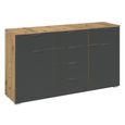 Aditio Medium Sideboard - 120cm - 2 Door - 6 Drawer - Artisan Oak & Metallic Dark Grey