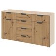 Aditio Medium Sideboard - 120cm - 2 Door - 6 Drawer - Champagne & Artisan Oak