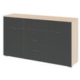 Aditio Medium Sideboard - 120cm - 2 Door - 6 Drawer - Champagne & Metallic Dark Grey