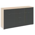 Aditio Medium Sideboard - 120cm - 2 Door - 6 Drawer - Champagne & Metallic Dark Grey