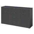 Aditio Medium Sideboard - 120cm - 2 Door - 6 Drawer - Metallic Dark Grey