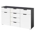 Aditio Medium Sideboard - 120cm - 2 Door - 6 Drawer - Metallic Dark Grey & Alpine White