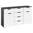 Aditio Medium Sideboard - 120cm - 2 Door - 6 Drawer - Metallic Dark Grey & Alpine White