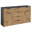 Aditio Medium Sideboard - 120cm - 2 Door - 6 Drawer - Metallic Dark Grey & Artisan Oak