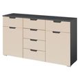 Aditio Medium Sideboard - 120cm - 2 Door - 6 Drawer - Metallic Dark Grey & Champagne