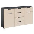 Aditio Medium Sideboard - 120cm - 2 Door - 6 Drawer - Metallic Dark Grey & Champagne