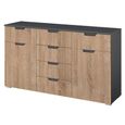 Aditio Medium Sideboard - 120cm - 2 Door - 6 Drawer - Metallic Dark Grey & Sonoma Oak