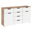 Aditio Medium Sideboard - 120cm - 2 Door - 6 Drawer - Sonoma Oak & Alpine White