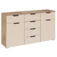Aditio Medium Sideboard - 120cm - 2 Door - 6 Drawer - Sonoma Oak & Champagne