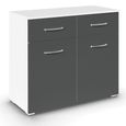 Rauch Aditio 2 Door Small Sideboard - 80cm - Alpine White and Metallic Dark Grey