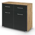 Rauch Aditio 2 Door Small Sideboard - 80cm - Artisan Oak and Metallic Dark Grey