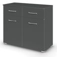 Rauch Aditio 2 Door Small Sideboard - 80cm - Metallic Dark Grey