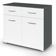Rauch Aditio 2 Door Small Sideboard - 80cm - Metallic Dark Grey and Alpine White