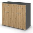 Rauch Aditio 2 Door Small Sideboard - 80cm - Metallic Dark Grey and Artisan Oak