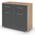 Rauch Aditio 2 Door Small Sideboard - 80cm - Sonoma Oak and Metallic Dark Grey