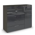 Flipp Small Sideboard - 120cm - 1 Door - Adjustable Height - Graphite & Basalt Glass