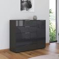 Flipp Small Sideboard - 120cm - 1 Door - Adjustable Height - Graphite & Basalt Glass