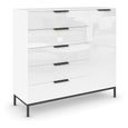 Flipp Small Sideboard - 120cm - 1 Door - Metal Base - Alpine White & White Glass