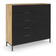 Flipp Small Sideboard - 120cm - 1 Door - Metal Base - Artisan Oak & Basalt Glass