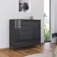 Flipp Small Sideboard - 120cm - 1 Door - Metal Base - Graphite & Basalt Glass