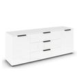 Rauch Flipp 2 Door Low Sideboard with Adjustable Height - 160cm - Alpine White and White Glass